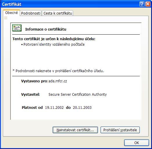 certifikt serveru